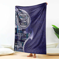 Samoan Siapo Art Tattoo Polynesian Pattern Blanket Navy Color - Polynesian Pride