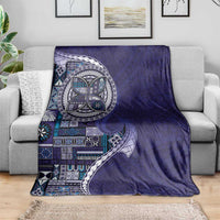 Samoan Siapo Art Tattoo Polynesian Pattern Blanket Navy Color - Polynesian Pride