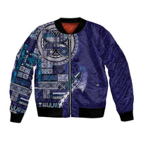 Samoan Siapo Art Tattoo Polynesian Pattern Bomber Jacket Navy Color - Polynesian Pride