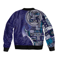 Samoan Siapo Art Tattoo Polynesian Pattern Bomber Jacket Navy Color - Polynesian Pride
