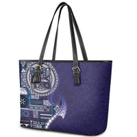 Samoan Siapo Art Tattoo Polynesian Pattern Leather Tote Bag Navy Color LT03 - Polynesian Pride