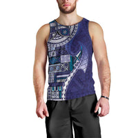 Samoan Siapo Art Tattoo Polynesian Pattern Men Tank Top Navy Color - Polynesian Pride