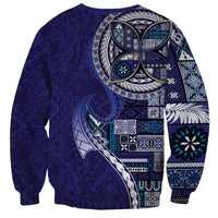 Samoan Siapo Art Tattoo Polynesian Pattern Sweatshirt Navy Color - Polynesian Pride