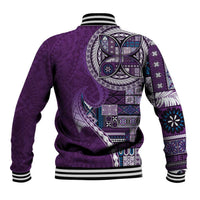 Samoan Siapo Art Tattoo Polynesian Pattern Baseball Jacket Purple Color - Polynesian Pride