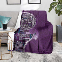 Samoan Siapo Art Tattoo Polynesian Pattern Blanket Purple Color - Polynesian Pride