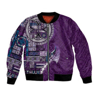 Samoan Siapo Art Tattoo Polynesian Pattern Bomber Jacket Purple Color - Polynesian Pride