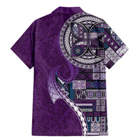 Samoan Siapo Art Tattoo Polynesian Pattern Family Matching Mermaid Dress and Hawaiian Shirt Purple Color - Polynesian Pride