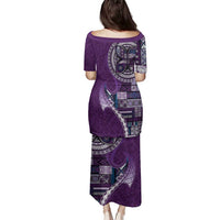 Samoan Siapo Art Tattoo Polynesian Pattern Family Matching Puletasi and Hawaiian Shirt Purple Color - Polynesian Pride