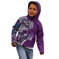 Samoan Siapo Art Tattoo Polynesian Pattern Kid Hoodie Purple Color - Polynesian Pride