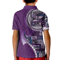Samoan Siapo Art Tattoo Polynesian Pattern Kid Polo Shirt Purple Color - Polynesian Pride