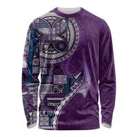 Samoan Siapo Art Tattoo Polynesian Pattern Long Sleeve Shirt Purple Color - Polynesian Pride