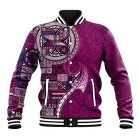 Samoan Siapo Art Tattoo Polynesian Pattern Baseball Jacket Pink Color - Polynesian Pride