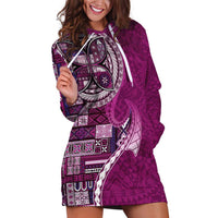 Samoan Siapo Art Tattoo Polynesian Pattern Hoodie Dress Pink Color - Polynesian Pride