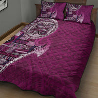 Samoan Siapo Art Tattoo Polynesian Pattern Quilt Bed Set Pink Color - Polynesian Pride