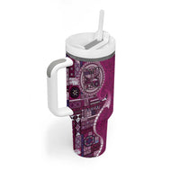Samoan Siapo Art Tattoo Polynesian Pattern Tumbler With Handle Pink Color LT03 - Polynesian Pride