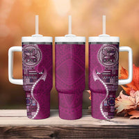 Samoan Siapo Art Tattoo Polynesian Pattern Tumbler With Handle Pink Color LT03 - Polynesian Pride