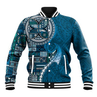 Samoan Siapo Art Tattoo Polynesian Pattern Baseball Jacket Teal Color - Polynesian Pride