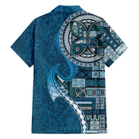 Samoan Siapo Art Tattoo Polynesian Pattern Family Matching Puletasi and Hawaiian Shirt Teal Color - Polynesian Pride