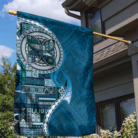 Samoan Siapo Art Tattoo Polynesian Pattern Garden Flag Teal Color - Polynesian Pride