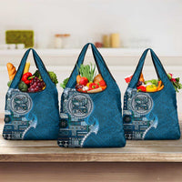 Samoan Siapo Art Tattoo Polynesian Pattern Grocery Bag Teal Color LT03 3-pack One Size Teal - Polynesian Pride