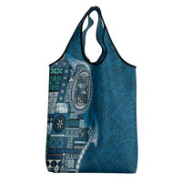 Samoan Siapo Art Tattoo Polynesian Pattern Grocery Bag Teal Color LT03 - Polynesian Pride