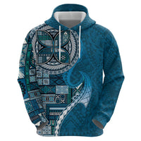 Samoan Siapo Art Tattoo Polynesian Pattern Hoodie Teal Color - Polynesian Pride