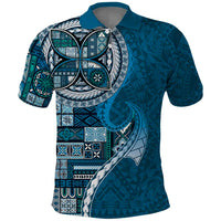 Samoan Siapo Art Tattoo Polynesian Pattern Polo Shirt Teal Color - Polynesian Pride