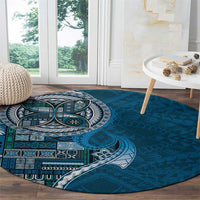 Samoan Siapo Art Tattoo Polynesian Pattern Round Carpet Teal Color - Polynesian Pride