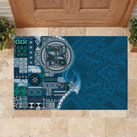 Samoan Siapo Art Tattoo Polynesian Pattern Rubber Doormat Teal Color - Polynesian Pride