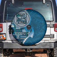 Samoan Siapo Art Tattoo Polynesian Pattern Spare Tire Cover Teal Color - Polynesian Pride
