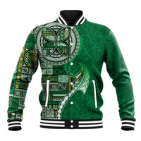 Samoan Siapo Art Tattoo Polynesian Pattern Baseball Jacket Green Color - Polynesian Pride