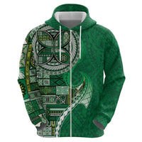Samoan Siapo Art Tattoo Polynesian Pattern Hoodie Green Color - Polynesian Pride
