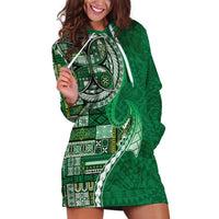 Samoan Siapo Art Tattoo Polynesian Pattern Hoodie Dress Green Color - Polynesian Pride