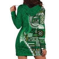 Samoan Siapo Art Tattoo Polynesian Pattern Hoodie Dress Green Color - Polynesian Pride