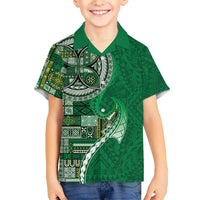 Samoan Siapo Art Tattoo Polynesian Pattern Kid Hawaiian Shirt Green Color - Polynesian Pride