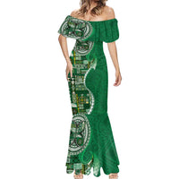 Samoan Siapo Art Tattoo Polynesian Pattern Mermaid Dress Green Color - Polynesian Pride