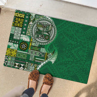 Samoan Siapo Art Tattoo Polynesian Pattern Rubber Doormat Green Color - Polynesian Pride