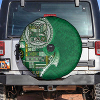 Samoan Siapo Art Tattoo Polynesian Pattern Spare Tire Cover Green Color - Polynesian Pride