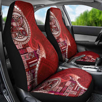 Samoan Siapo Art Tattoo Polynesian Pattern Car Seat Cover Red Color - Polynesian Pride