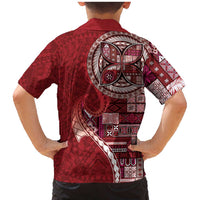 Samoan Siapo Art Tattoo Polynesian Pattern Family Matching Mermaid Dress and Hawaiian Shirt Red Color - Polynesian Pride