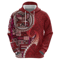 Samoan Siapo Art Tattoo Polynesian Pattern Hoodie Red Color - Polynesian Pride