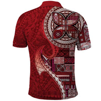 Samoan Siapo Art Tattoo Polynesian Pattern Polo Shirt Red Color - Polynesian Pride