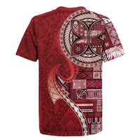 Samoan Siapo Art Tattoo Polynesian Pattern Rugby Jersey Red Color - Polynesian Pride