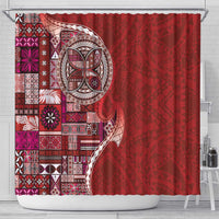 Samoan Siapo Art Tattoo Polynesian Pattern Shower Curtain Red Color - Polynesian Pride