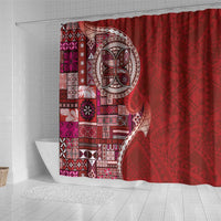 Samoan Siapo Art Tattoo Polynesian Pattern Shower Curtain Red Color - Polynesian Pride