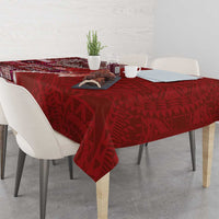 Samoan Siapo Art Tattoo Polynesian Pattern Tablecloth Red Color - Polynesian Pride