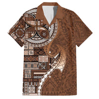 Samoan Siapo Art Tattoo Polynesian Pattern Family Matching Summer Maxi Dress and Hawaiian Shirt Brown Color - Polynesian Pride