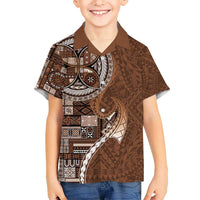 Samoan Siapo Art Tattoo Polynesian Pattern Kid Hawaiian Shirt Brown Color - Polynesian Pride