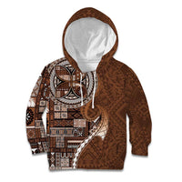 Samoan Siapo Art Tattoo Polynesian Pattern Kid Hoodie Brown Color - Polynesian Pride