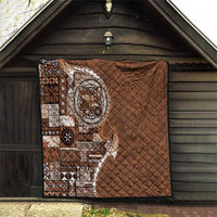 Samoan Siapo Art Tattoo Polynesian Pattern Quilt Brown Color - Polynesian Pride